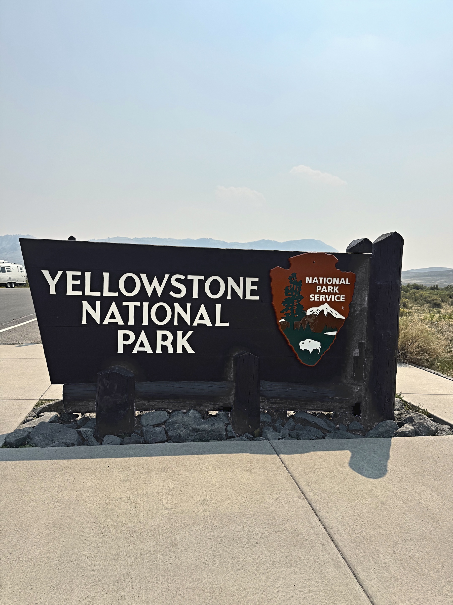 Yellowstone road sign near the park route